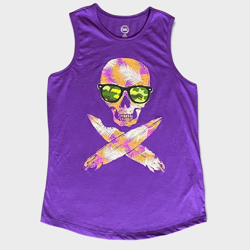 Boho Hippie Skeleton Camo Purple Tank Sz XS/S